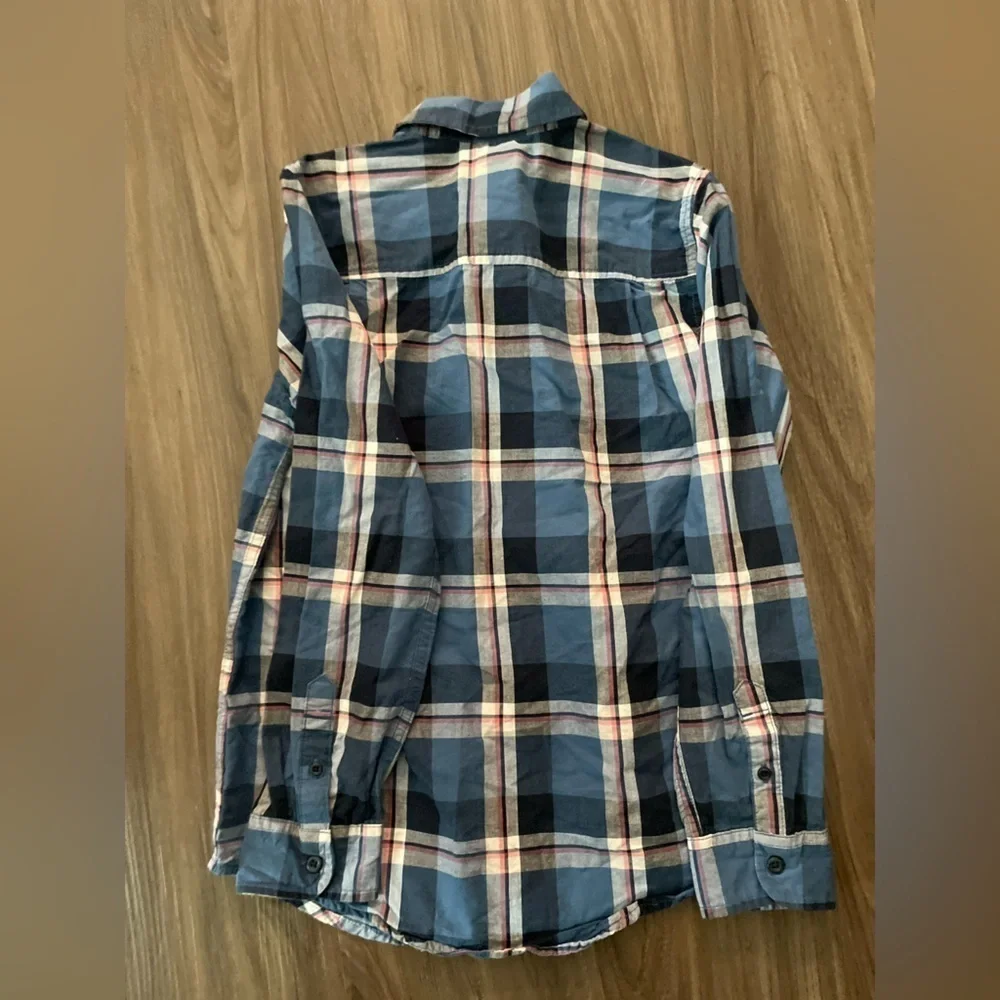 The Children's Place Blue and Pink Plaid Button Down Shirt size L 10/12